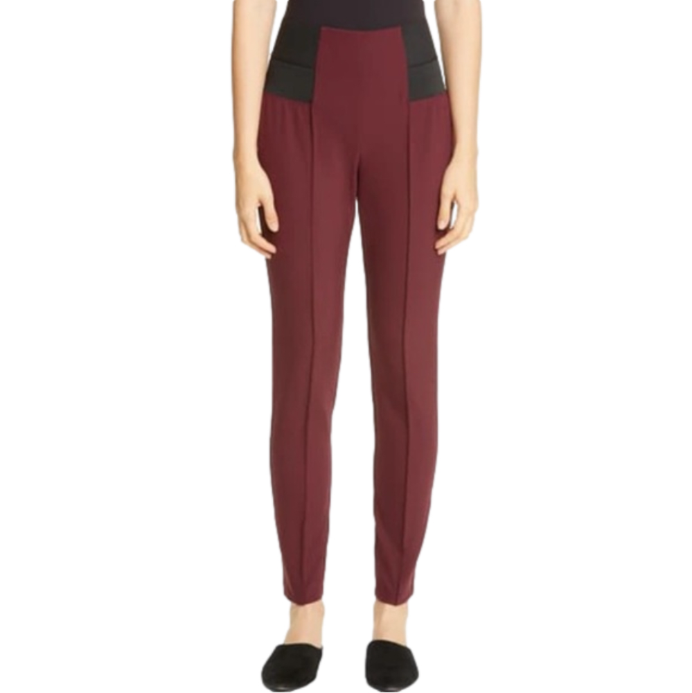 Lafayette 148 New York Nolita Pintuck Leggings Skinny Pants in Cabernet - Small